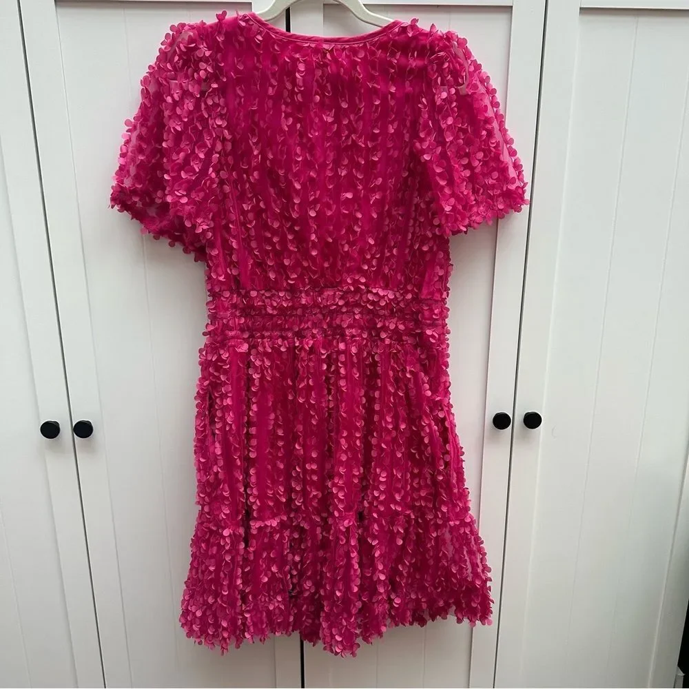 Anthropologie The Somerset Mini Dress Floral Appliqué Edition Pink size L - Picture 5 of 8